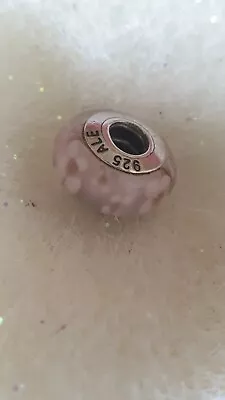 Genuine Pandora RETIRED And RARE   Pink Cherry Blossom   Murano Charm   Silver  • £8.50