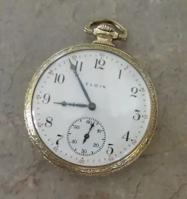 Vintage ELGIN DICTATOR POCKET WATCH 26025289 RUNNING • $38