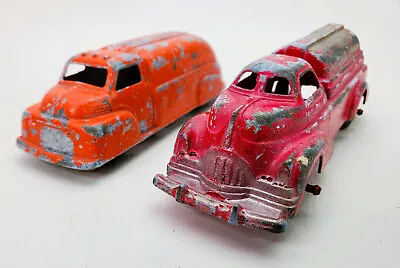 2 Vintage Metal Toy Trucks Manoil No. 710 Fire Truck & Tootsie Toy Oil Tanker • $19.95