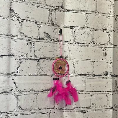 Pink Naturals Handmade Dream Catcher Feather Beads Ring For Home & Car Décor • £3