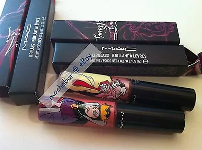 New MAC X DISNEY VILLAINS Lip Gloss Set Of 2 Makeup Lipstick Lipgloss • $51