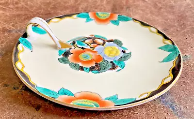 Great Noritake Morimura Art Deco Poppies Acorns Finger Handle Dish Plate Nappy • $5