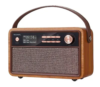 Roxel Retro Radio Wireless Speaker Alarm Clock - Portable DAB/DAB+ Digital & FM • £44.99