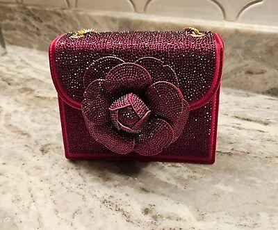 Rare Oscar De La Renta Red Crystal Flower Tro Crossbody Bag Evening Handbag • $4499.99