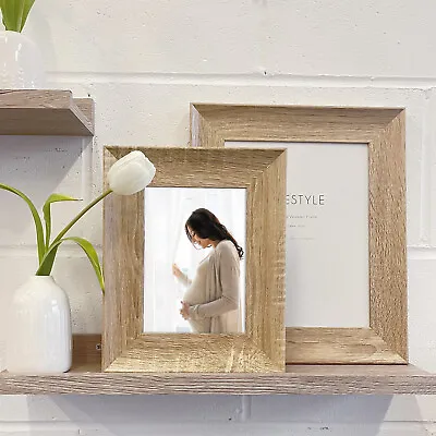 Photo Picture Frame 10x8 7x5 Solid Real Wood Wide Traditional Brown Oak Color UK • £15.99