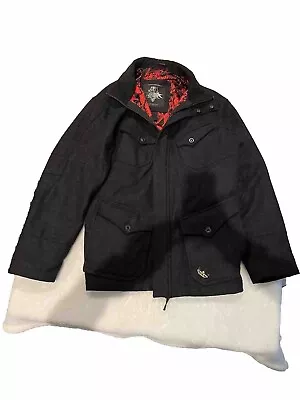 FLY Racing Victory Jacket Men's L Wool Lined Stand Up Collar FLY Logo Zip Snap • $49.99