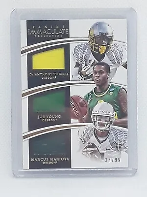 Marcus Mariota Joe Young Thomas 2015 Immaculate - TRIPLE PATCH - Oregon Ducks • $39.99