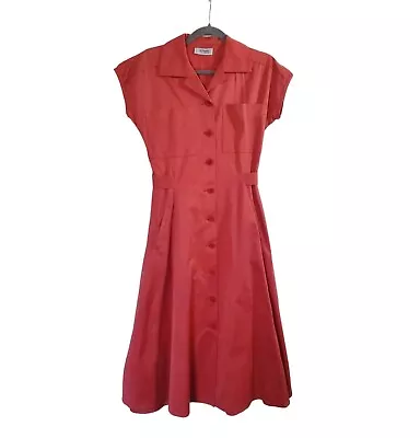 Missoni Donna Coral Pink 50s Housewife Short Sleeve Buttondown A-Line Dress Sz 8 • $105