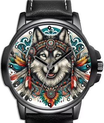 Wolf Tribal Red Indian Art Stylish Rare Quality Wrist Watch • $98.64