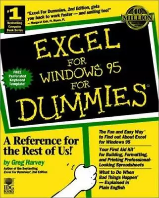 $4.09 • Buy Excel For Windows 95 For Dummies By Harvey, Greg