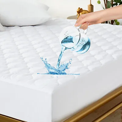 All Size Mattress Pad Waterproof Protector Quilted Mattress Pad Cover • $26.34
