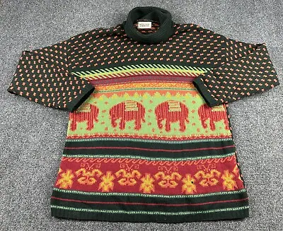 Vintage United Colors Of Benetton Italy Lane  Wool Elephant Aztec Sweater Medium • $45