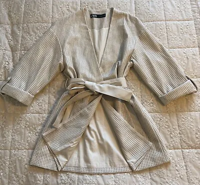 Zara Cream Faux Leather Jacket Size 8 UK Good • $37.35