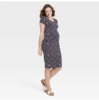 Maternity Dress Ingrid & Isabel Medium New With Tags Blue Floral • $16