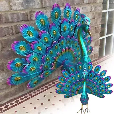 Peacock Statue Peacock Ornament Metallic Peacock Metal Art Garden Decoration US • $32.90