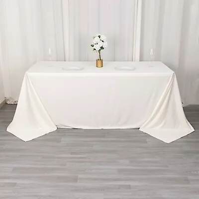 90  X 132  IVORY Scuba Polyester Rectangular TABLECLOTH Party Events Decorations • $25.62