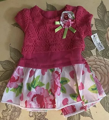 Dollie & Me Baby Doll Dress Pink Knit Floral Pattern NWT  • $3.99