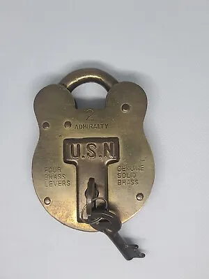 Vintage Jas. Morgan & Sons #2 Admiralty England HMS Solid Brass Lock & KeyS USN • $29.99