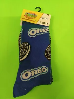 NEW Oreo Cookies Crew Socks 1 Pair Mens Size 6-12 Fun Crazy Socks Blue NWT • $5.12