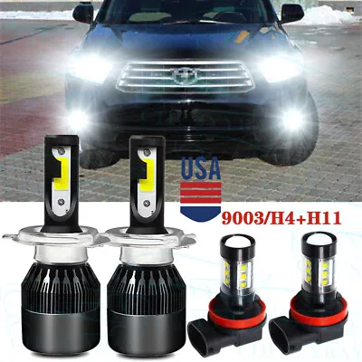 For Toyota Highlander 2008 2009 2010 LED Headlight + Fog Light Combo Bulbs Kit • $25.99