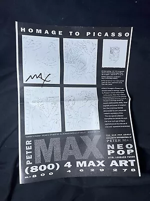 PETER MAX Hand Signed Homage To Picasso Neo Pop Group Art Exhibit Paper ￼L@@K! • $49.99