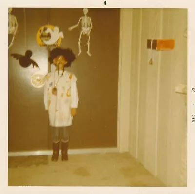 Vintage Snapshot: Young Boy In Homemade Mad Scientist Halloween Costume • $14.95