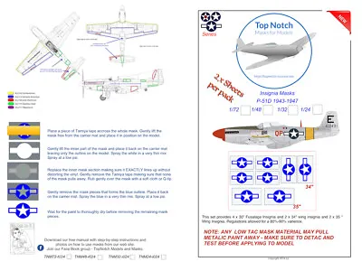 TopNotch P51D Mustang 1943 - 47 Insignia Vinyl Mask Set • £10.55