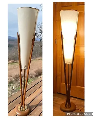 MODELINE No. 1525 By Arthur Jacobs Sculpted Walnut Mid Century Floor Lamp • $999