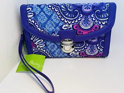 NWT Lilac Tapestry Vera Bradley Silver Clasp Lock Ultimate Wristlet 8 ×5  Wallet • $25