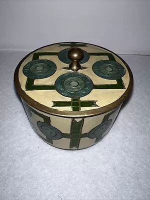 Vintage Solid Brass Cloisonne Storage Box With Lid Enamel Jewelry Trinket India • $44.99