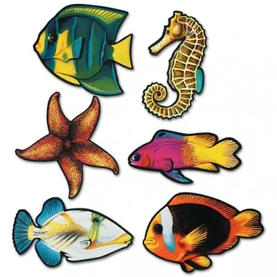 Fish Cutouts Paper 14  To 16.5  Mermaid Ocean Under The Sea Party Decorations • $7.29