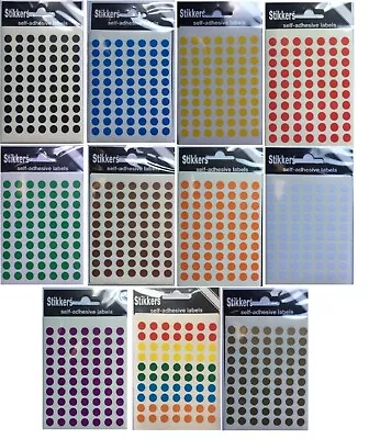 8mm Coloured Labels Round Sticky Dots Adhesive Circle Stickers • £7.99