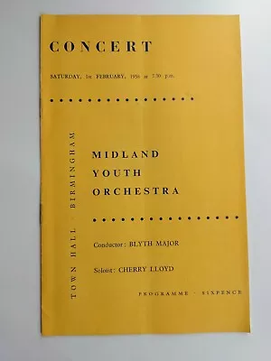 1958 Town Hall Birmingham Midland Youth Orchestra Cherry Lloyd Blyth Major • £5.60