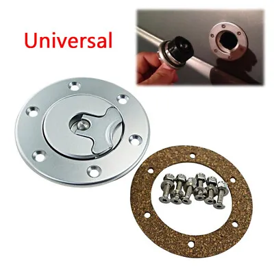 Universal 35.5mm Fuel Cell Gas Cap Flush Mount 6 Hole Anodized Billet CNC Silver • $35.99