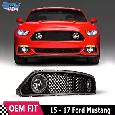 For 2015-2017 Ford Mustang S550 Halo Ring DRL Upper Mesh Grille W/LED Fog Lights • $229.99