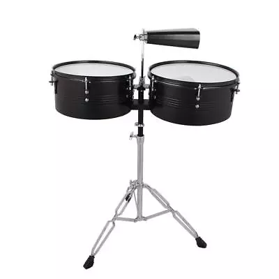 13  14  Timbales Drum Set Percussion With Stand Cowbell • $85.99
