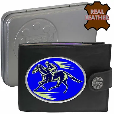 Horse Wallet Jockey Racing Soft Leather Bet Gambling Men's Gift Tin RFID   • £15.95