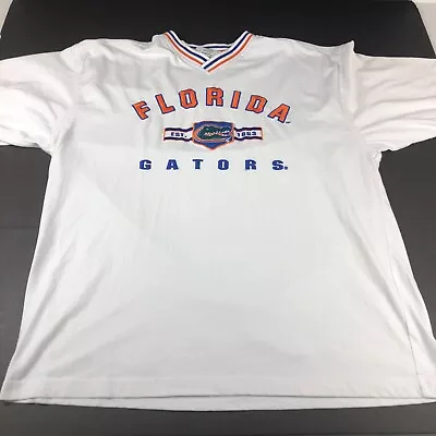 VTG Lee Sports Florida Gators Shirt Men's Large White V Neck Embroidered Tee • $24.99