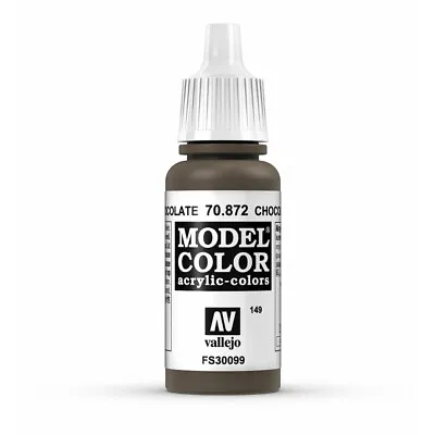 Vallejo Model Color: Chocolate Brown - VAL70872 Acrylic Paint Bottle 17ml 149 • £2.65