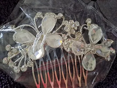 Bride Wedding Prom Crystal Style Jewel Diamante Hair Comb Hair Butterfly Flowers • £2.50