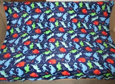 New Reversible Blue Dinosaurs Plush Fleece Throw GIFT Blanket Dinosaur T-Rex NIP • $18.75