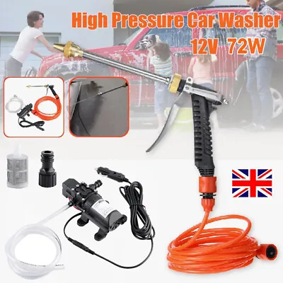 12V Car Washer Water Pump HighPressure Jet Kit Sprayer Cleaner Hose Portable 72W • £18.98