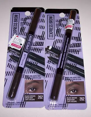 2- Maybelline Express Brow 2-In-1 Pencil Powder 262 Black Brown SHELFPULLS C3 • $9