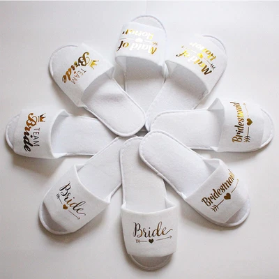 £3.95 • Buy Bridesmaid Party Slippers Bride Wedding Disposable Slippers Hotel Travel Slipper