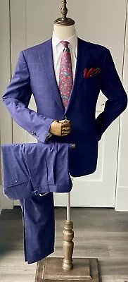 Exceptional Super 180s Ralph Lauren Purple Label (RLPL) Blue Check Suit 42R US • $899.99