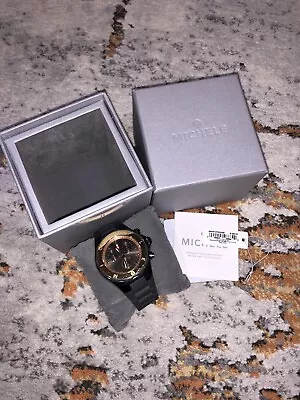 MICHELE Tahitian Jelly Bean Gray Silicone Rose Gold 40mm Watch MWW12F000064 • $140