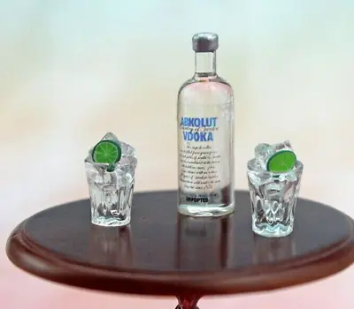 3 Pcs Set Bottle Vodka 2 Wine Cups Miniature Drinks Dolls House 1:12 Cocktail • $2.99