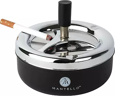 Round Push Down Cigarette Ashtray With Spinning Tray Large Black • $22.74