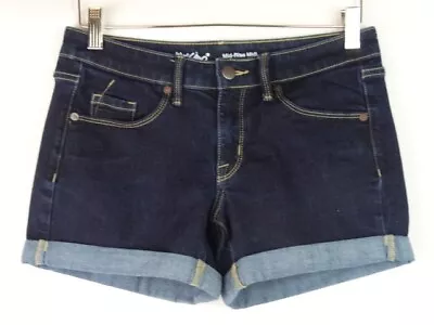 Mossimo Women's Jean Shorts Size 4 Dark Blue Denim Shorts Mid-Rise Super Stretch • $18.66