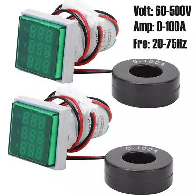 2X AC 60-500V 0-100A Digital LED Voltmeter Ammeter Volt AMP Frequency Meter 22mm • $11.69